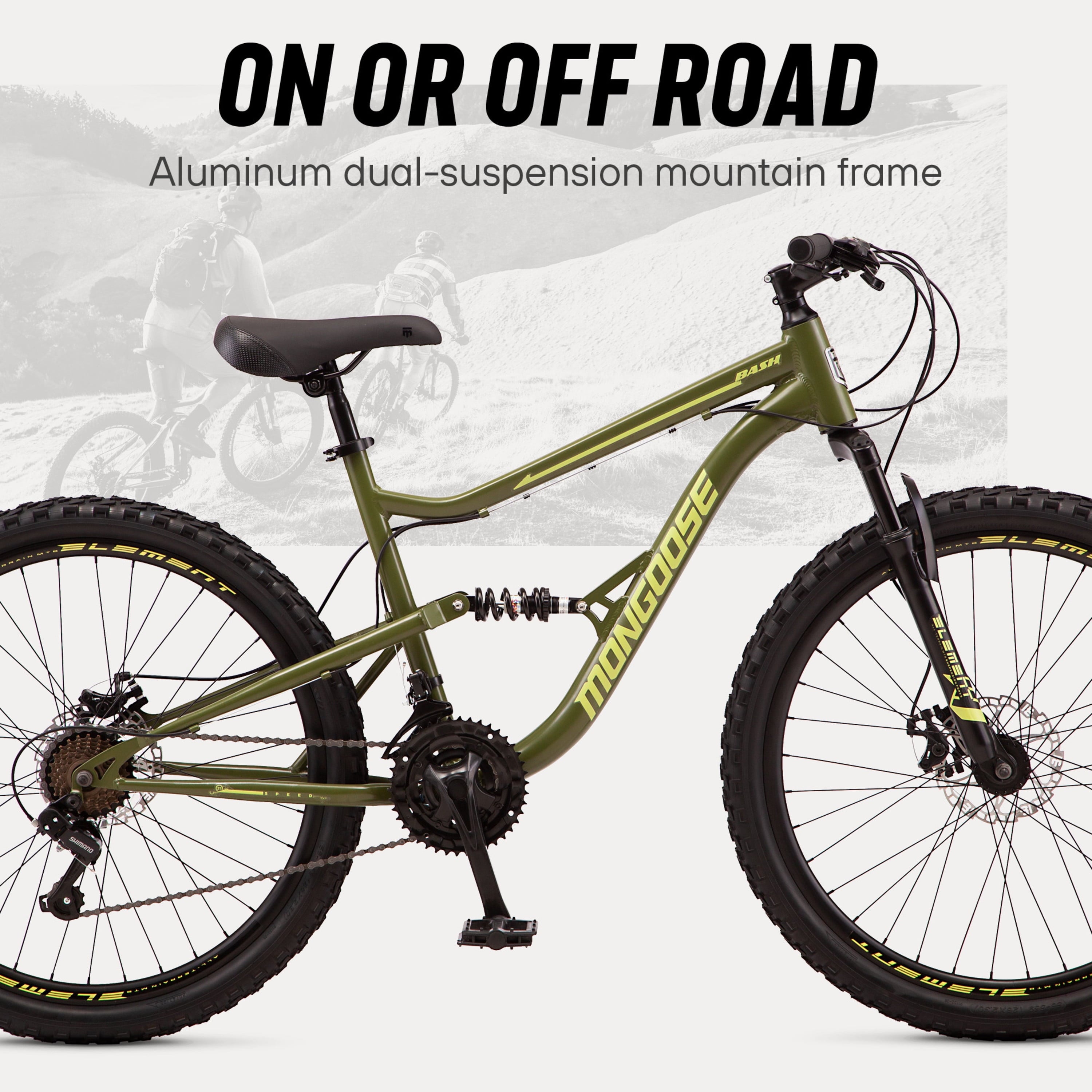 Bash Suspension mountain bike. 21 speeds. 26-inch wheels. green