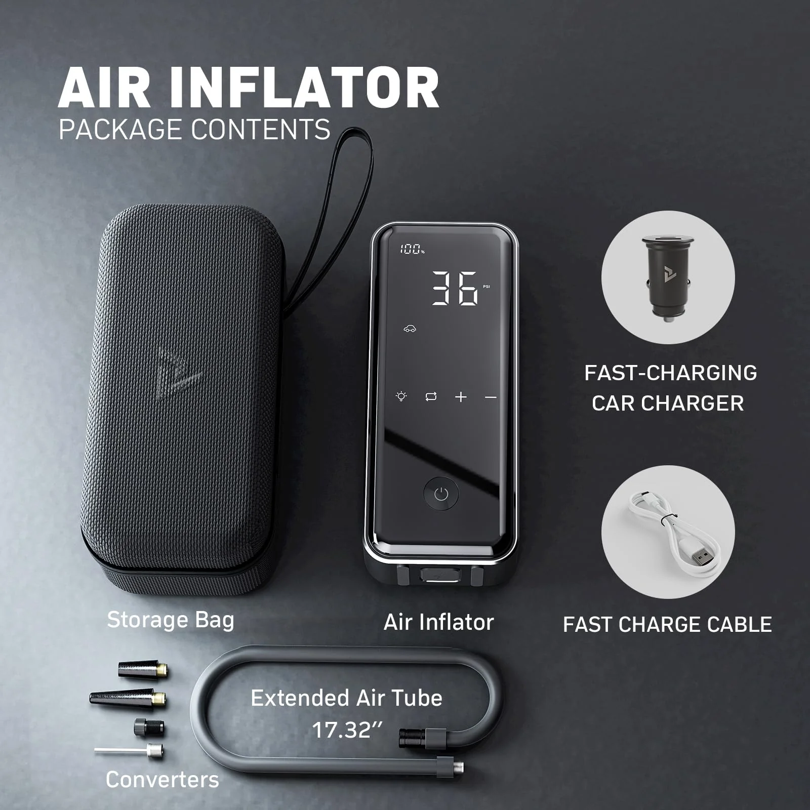 DENVIX Tire Inflator. 2X Faster Cordless Electric Air Pump
