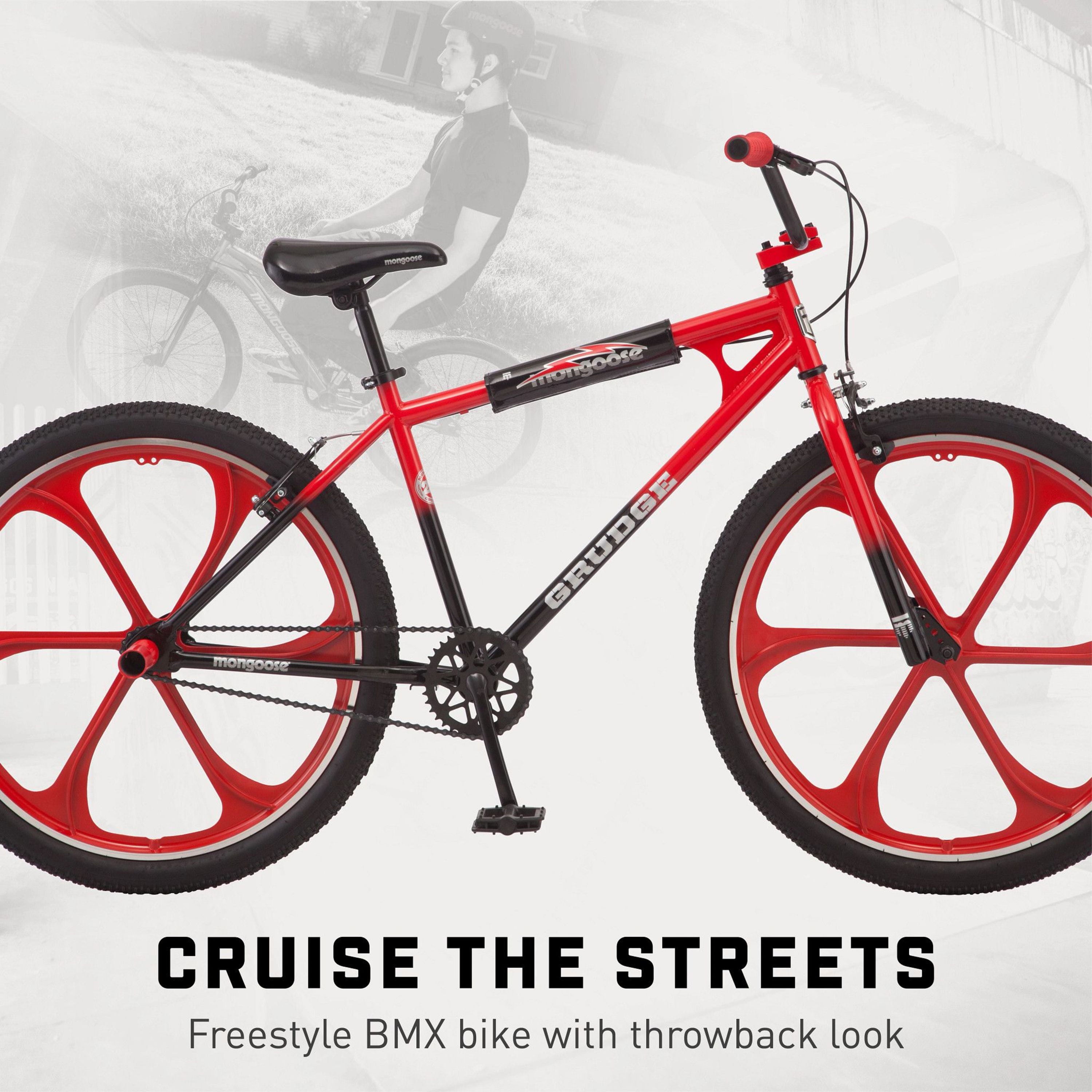 26 In. Grudge Mag BMX Freestyle Bike. Single Speed. Red / Black
