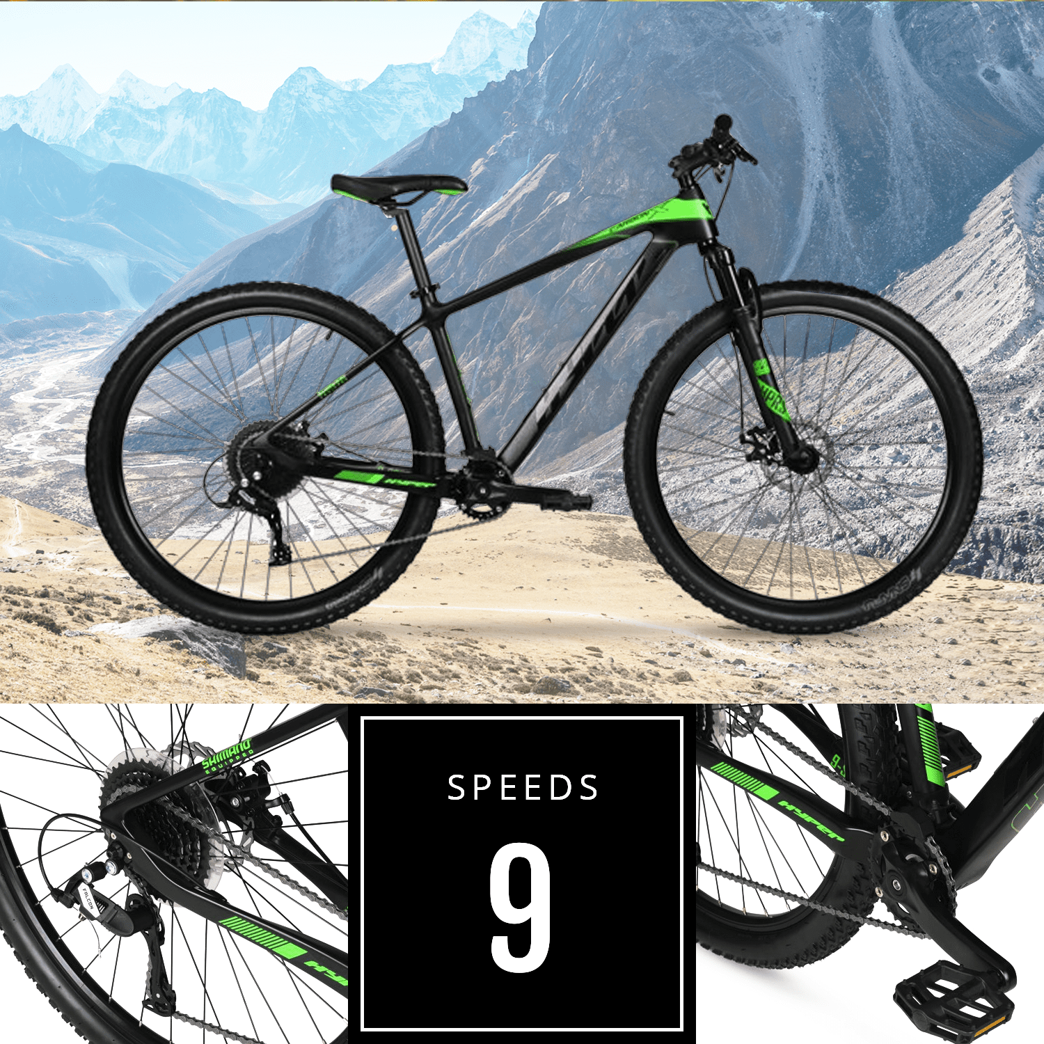 29 Carbon Fiber Men's Mountain Bike. Black/Green